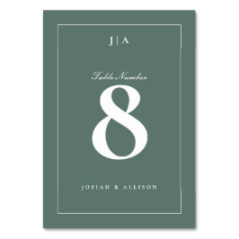 Tarjeta De Mesa Boda verde de sabio clásico