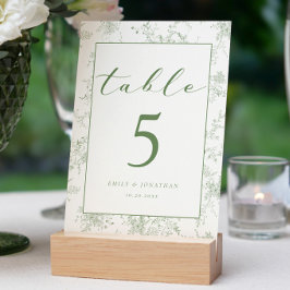 Tarjeta De Mesa Boda verde de toile floral