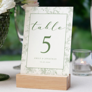 Tarjeta De Mesa Boda verde de toile floral