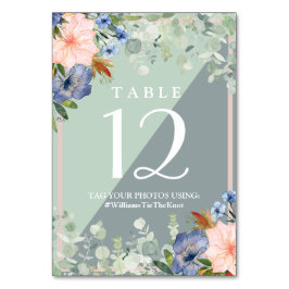 Tarjeta De Mesa Boda Verde Dusty Blue Peach