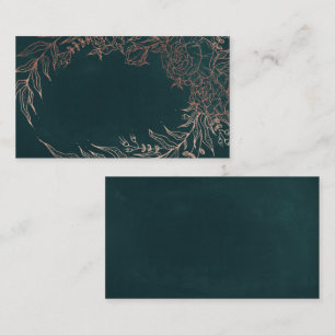 Tarjeta De Mesa Boda verde esmeralda de flores de oro Rosa