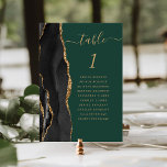 Tarjeta De Mesa Boda verde esmeralda de la agonía del oro negro<br><div class="desc">El borde izquierdo de esta elegante y moderna tarjeta boda número de mesa cuenta con un borde de barra de acuarela negra recortado con un falso purpurina de oro. La palabra "tabla" aparece en un guión de escritura a mano de color dorado en un fondo verde esmeralda. Agregue los nombres...</div>