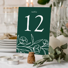Tarjeta De Mesa Boda verde floral esbozada