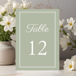 Tarjeta De Mesa Boda Verde Sage Moderna y Elegante