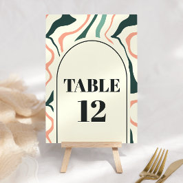 Tarjeta De Mesa Boda Verde Y Rosa Retro Swirch Arch Mint