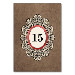 Tarjeta De Mesa Boda Vertical Estilo Cuero
