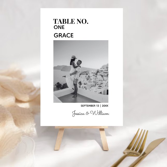 Tarjeta De Mesa Boda Viaje Foto de destino y nombres personalizado (Subido por el creador)