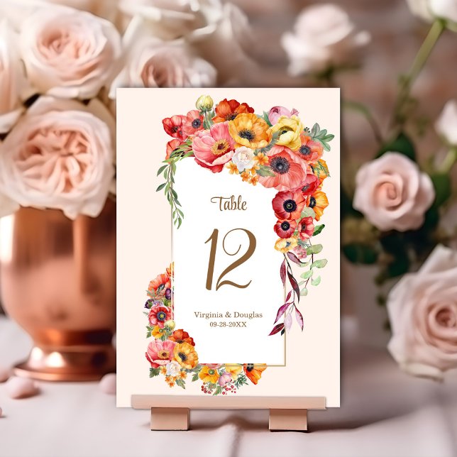 Tarjeta De Mesa Boda Vibrant Poppies (Subido por el creador)