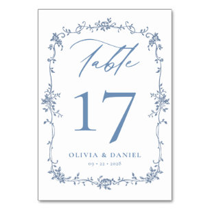 Tarjeta De Mesa Boda Victoria Dusty Blue Elegant