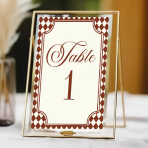 Tarjeta De Mesa Boda Vintage de Lujo Burgundy Marfil Dinero Antigu