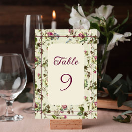Tarjeta De Mesa Boda vintage en el jardín Rosa