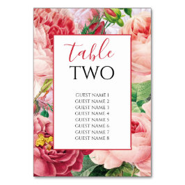 Tarjeta De Mesa Boda Vintage Floral & Botánico Rosa Rosa Rosada