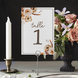 Tarjeta De Mesa Boda Vintage Floral Otoño Número de tabla