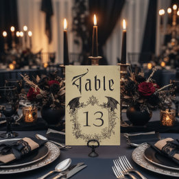 Tarjeta De Mesa Boda Vintage Gótico Negro Toile Baño Tan