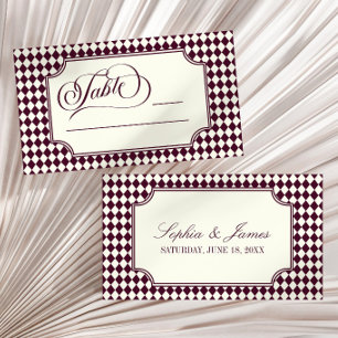 Tarjeta De Mesa Boda Vintage Marfil Vino Dinero Antiguo de Lujo
