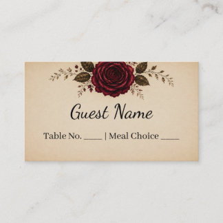 Tarjeta De Mesa Boda Vintage Roja Burdeos Rosa Negra