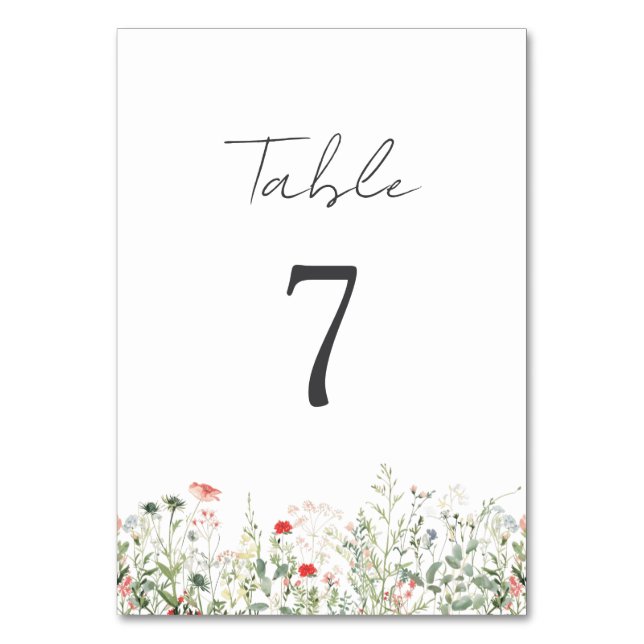 Tarjeta De Mesa Boda Wildflower Meadow (Anverso)