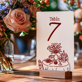 Tarjeta De Mesa Bodas con Garabatos/Dibujos a Mano