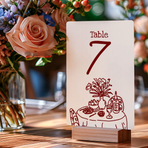 Tarjeta De Mesa Bodas con Garabatos/Dibujos a Mano