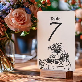 Tarjeta De Mesa Bodas con Garabatos/Dibujos a Mano Alzada