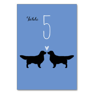 Tarjeta De Mesa Bodas con Siluetas de Golden Retriever