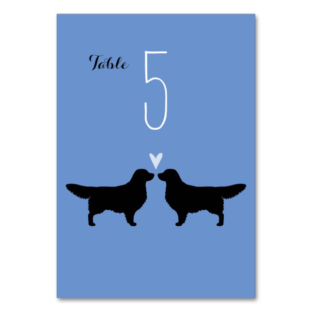 Tarjeta De Mesa Bodas con Siluetas de Golden Retriever (Anverso)