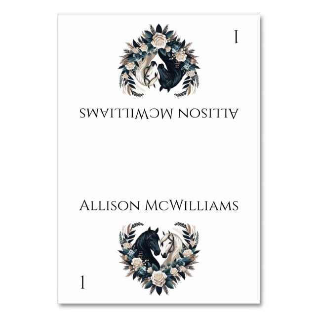 Tarjeta De Mesa Bodas de campo-Caballos con amor- (Anverso)