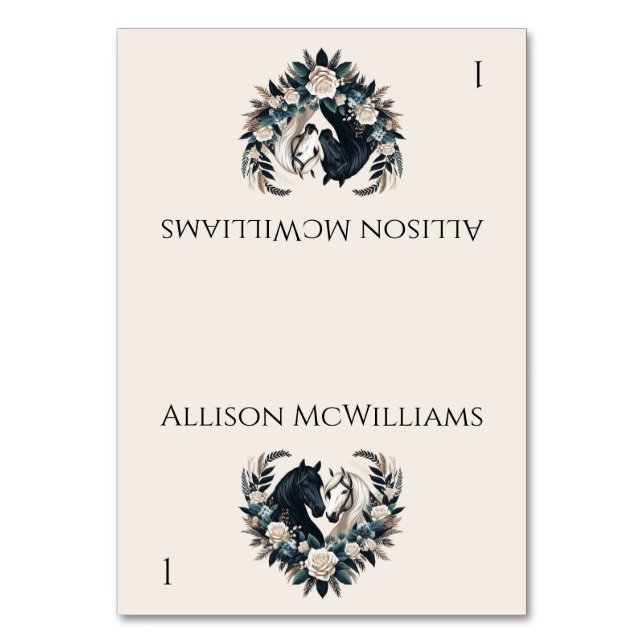 Tarjeta De Mesa Bodas de campo-Caballos con amor- (Anverso)