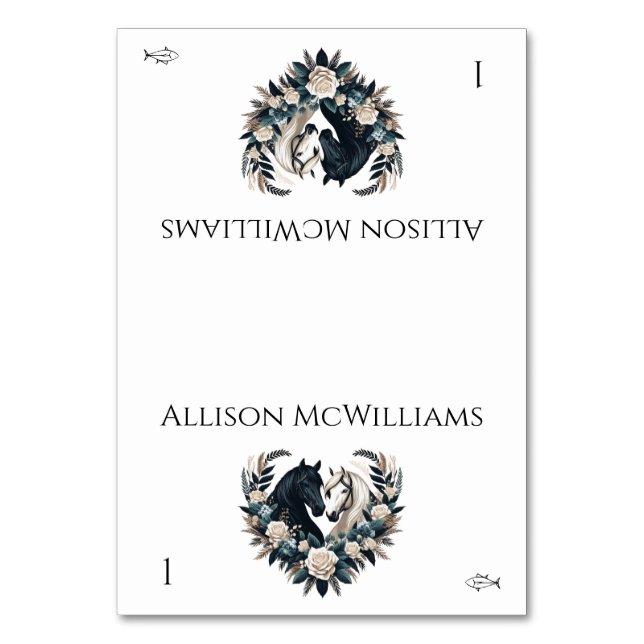 Tarjeta De Mesa Bodas de campo-caballos de amor (Anverso)