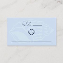 Tarjeta De Mesa Bodas de conchas azules costeras