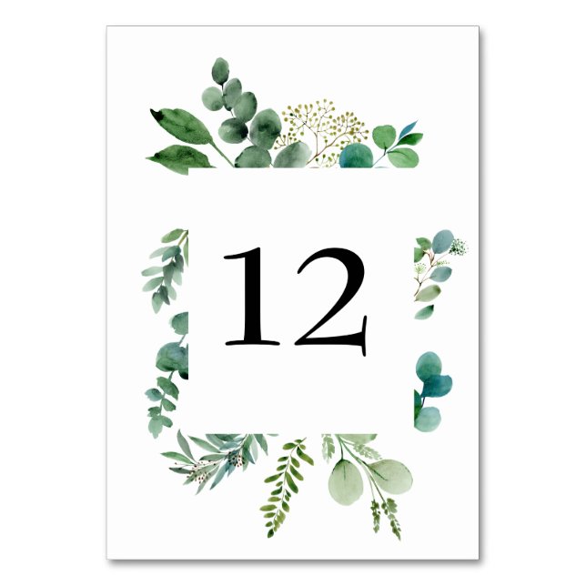 Tarjeta De Mesa Bodas de Eucalyptus Número de tabla 12 (Anverso)