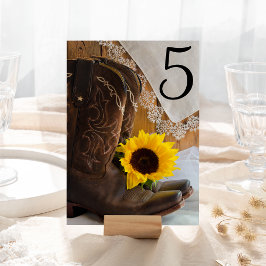 Tarjeta De Mesa Bodas de mesa de girasol y encaje del país