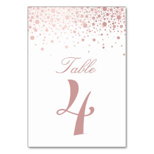 Tarjeta De Mesa Bodas de puntos de confeti de lámina de oro rosa f