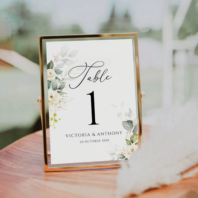 Tarjeta De Mesa Bodas de tabla de rosas blancas verdes (Subido por el creador)