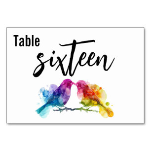 Tarjeta De Mesa Bodas horizontales Arcoíris Pareja de enamorados