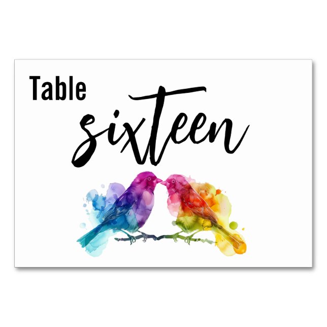Tarjeta De Mesa Bodas horizontales Arcoíris Pareja de enamorados (Anverso)