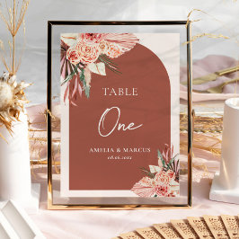 Tarjeta De Mesa Bohemia Floral Terracotta y Boda de Marfil Invitat