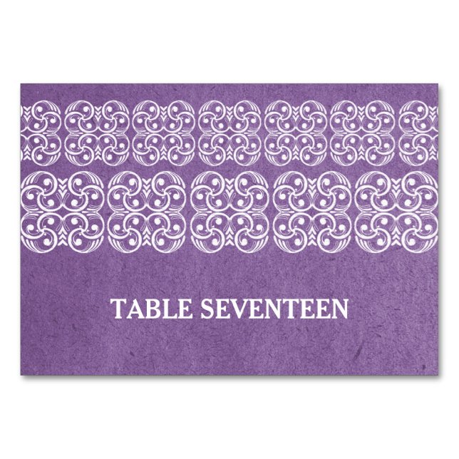 Tarjeta de mesa bohemia morada moderna (Anverso)