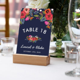 Tarjeta De Mesa Bohemian Bouquet - Navy Blue Wedding