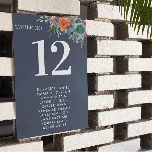 Tarjeta De Mesa Bohemian Garden Blue Boho Boda de Flor Silvestre (Subido por el creador)