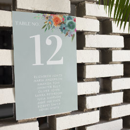 Tarjeta De Mesa Bohemian Garden Light Blue Boho Wildflower Boda