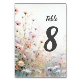Tarjeta De Mesa Boho Acuarela Floral Flores Silvestres Personaliza