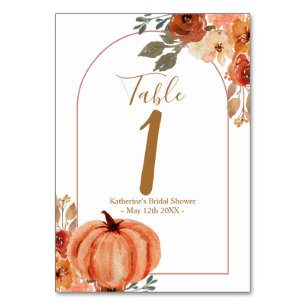 Tarjeta De Mesa Boho Arch Pumpkin Terracota Floral Bridal Shower