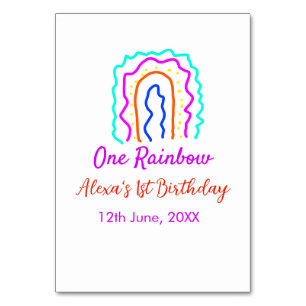 Tarjeta De Mesa Boho Arcoiris, un niño de cumpleaños, retro brilla