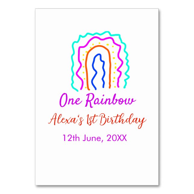 Tarjeta De Mesa Boho Arcoiris, un niño de cumpleaños, retro brilla (Anverso)