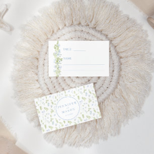 Tarjeta De Mesa Boho azul flor rústico boda Flat Place Card