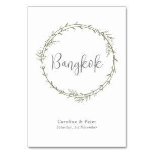 Tarjeta De Mesa Boho Bamboo Hoja Botánica Blanda Elegante Vegetaci