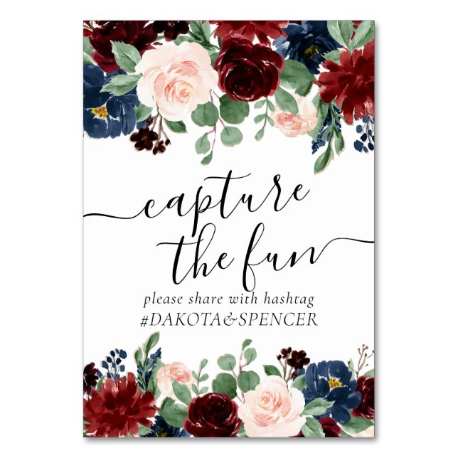 Tarjeta De Mesa Boho Bloom | Borgoña y la Marina capturan nuestro  (Anverso)