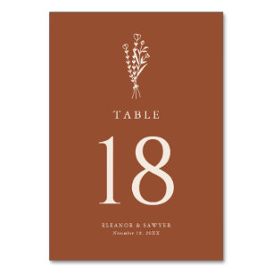 Tarjeta De Mesa Boho Boda Botanicals Minimalista Terracotta