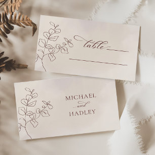 Tarjeta De Mesa Boho Boda oral Minimalista